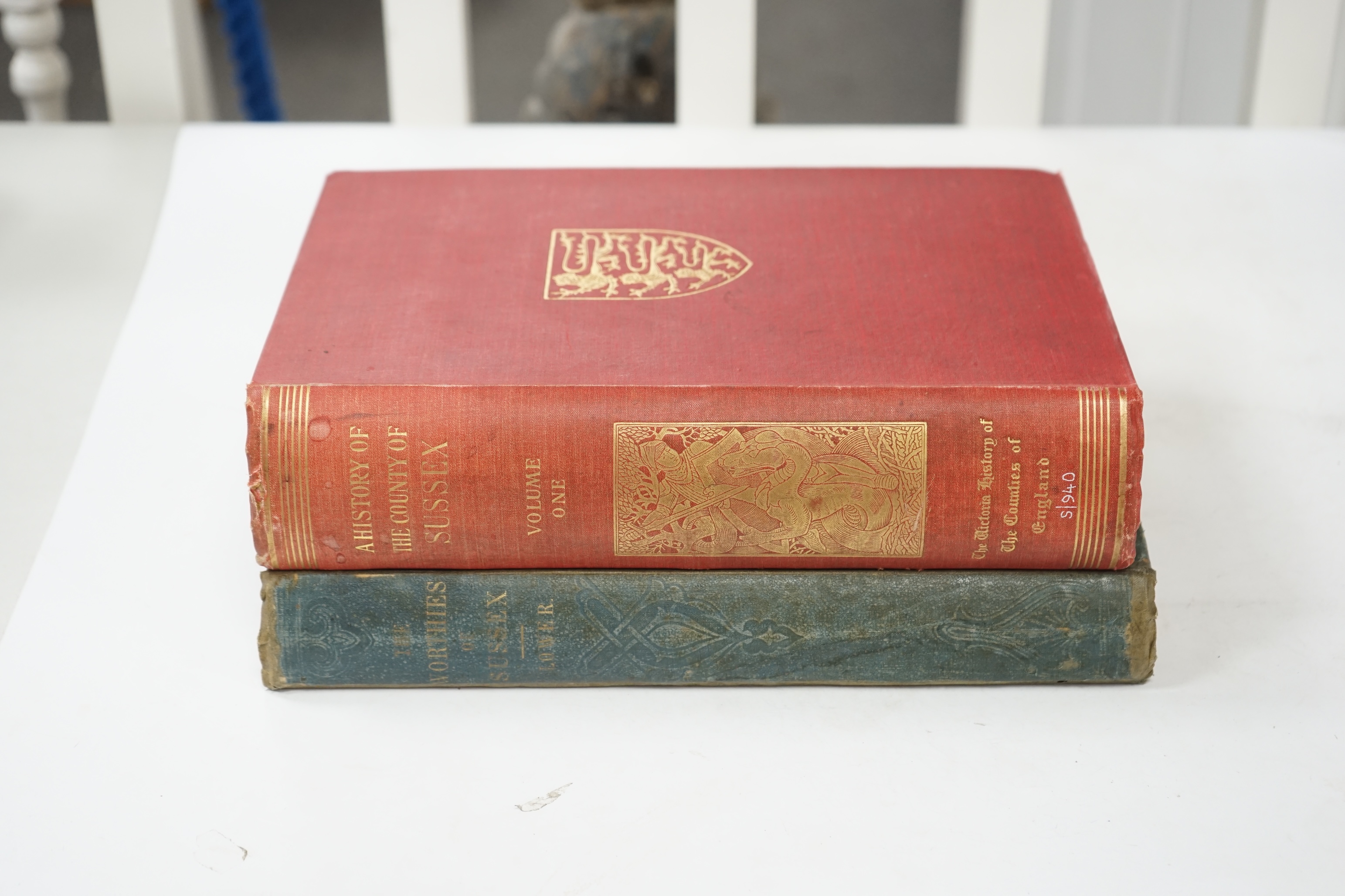 Lower, Mark Antony - The Worthies of Sussex: Biographical Sketches of the Most Eminent Natives of Inhabitants of the County, large 4to, cloth, coloured lithograph frontispiece and 7 uncoloured plates, Lewes, 1865 and Pag